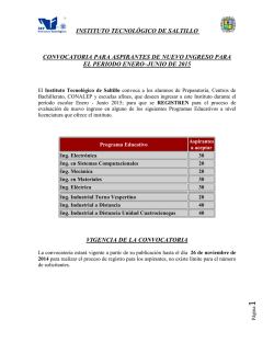 instituto tecnológico de saltillo convocatoria para aspirantes de
