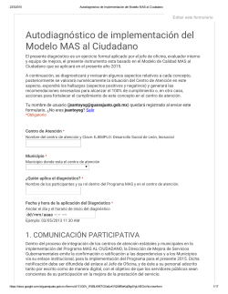 Autodiagnóstico de implementación del Modelo MAS al Ciudadano