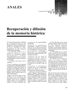 Recuperaci&oacute;n y difusi&oacute;n de la memoria hist&oacute;rica