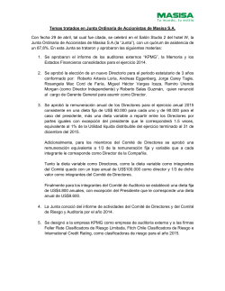 Temas tratados en Junta Ordinaria de Accionistas Masisa 2015