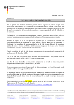 Hoja informativa relativa a la fe de vida