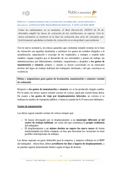 Dietas y asignaciones para gastos de locomoci&oacute;n, manutenci&oacute;n y