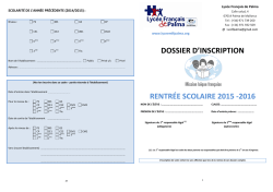 dossier d`inscription rentr&eacute;e scolaire 2015 -2016
