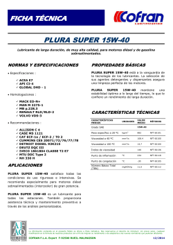 FICHA TÉCNICA PLURA SUPER 15W-40