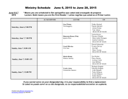 Ministry Schedule