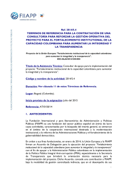 Ref. 2014/5.4 TERMINOS DE REFERENCIA PARA LA