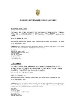 HORARIOS E ITINERARIOS SEMANA SANTA 2015 DOMINGO DE