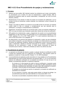 IMO I 4.5.3 G-es Procedimiento de quejas y reclamaciones