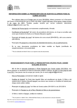 INFORMACI&Oacute;N SOBRE LA PREINSCRIPCI&Oacute;N DE NUEVOS