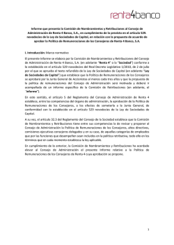 Informe Comisi&oacute;n Nombramientos Retribuciones sobre la Pol&iacute;tica