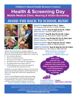 Health & Screening Day - Children`s Board Family Resource Centers