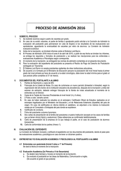 PROCESO DE ADMISIÓN 2016