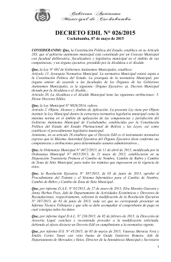 DECRETO EDIL N° 026/2015 - Gobierno Autónomo Municipal de