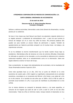 Discurso del Consejero Delegado en la Junta General