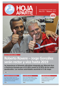 Roberto Rovere – Jorge González serán rector y vice hasta 2019