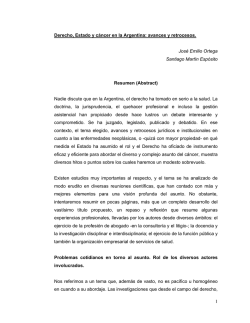 1 Derecho, Estado y cáncer en la Argentina: avances y retrocesos