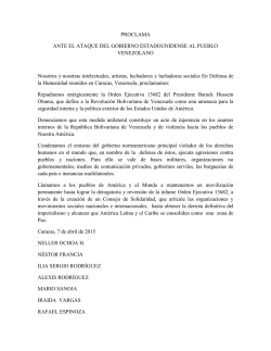 PROCLAMA ante el ataque del gobierno estadounidense al pueblo
