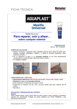Ficha T&eacute;cnica Aguaplast Masilla Universal