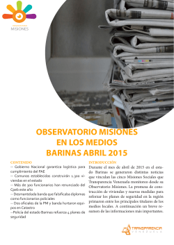 OBSERVATORIO MISIONES EN LOS MEDIOS BARINAS ABRIL 2015
