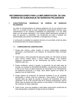 condiciones de almacenaje Residuos Peligrosos