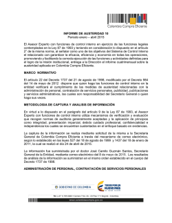 INFORME DE AUSTERIDAD 10 Periodo enero &ndash; abril 2015 El