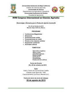 XVIII Congreso Internacional en Ciencias Agrícolas