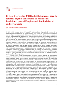 El Real Decreto-ley 4/2015, de 22 de marzo, para la reforma