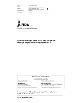 Para aprobación Plan de trabajo para 2015 del Grupo