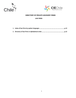 DIRECTORY OF PRIVATE ADVISORY FIRMS