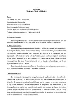 INFORME TRABAJO FINAL DE GRADO Datos Estudiante