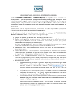 Condiciones del Concurso - Universidad Metropolitana Castro Carazo
