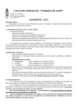 ADMISION 2015 - Colegio Teresiano Enrique de Ossó