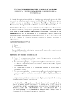 CONVOCATORIA ELECCIONES DE PRIMERAS AUTORIDADES