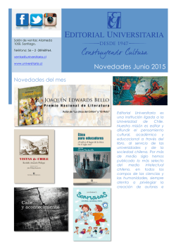 Novedades Junio 2015 - Editorial Universitaria
