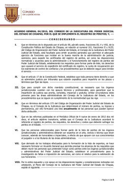 Página 1 de 9 ACUERDO GENERAL 04/2015, DEL CONSEJO DE