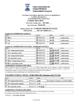 Examenes convocatoria de junio CURSOS PRESENCIALES
