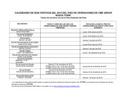 CALENDARIO DE DÍAS FESTIVOS DEL 2014 DEL