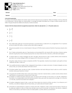 Hoja de Ejercicios No. 1 Curso: Matemática Profesor: Edin