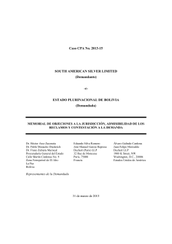 Caso CPA No. 2013-15 SOUTH AMERICAN SILVER LIMITED
