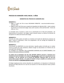 PROCESO DE ADMISIÓN- - NIVEL INICIAL 5 AÑOS