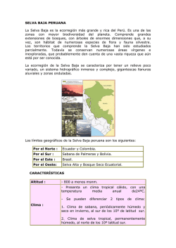 SELVA BAJA PERUANA La Selva Baja es la ecorregi&oacute;n m&aacute;s