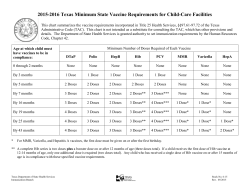 2015-2016 Texas Minimum State Vaccine Requirements for Child
