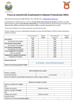 FICHA DE INSCRIPCI&Oacute;N CAMPAMENTO