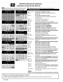 DISTRITO ESCOLAR DE CORVALLIS Calendario escolar del a&ntilde;o