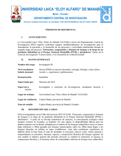 Convocatoria para el Cargo de Investigador III Forestal