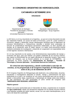 IX Congreso Argentino de Hidrogeologia