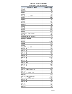 Listado de vias para inventario en San Andrés