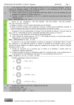 Problemas de Selectividad 2º Bach Química - Orgánica-