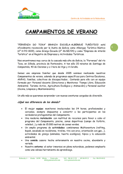 Dossier de Campamentos 2015 - Granxa Escola Fervenza do Toxa