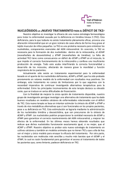 investigaci&oacute;n de la Miopatia Mitocondrial por d&eacute;ficit de TK2.
